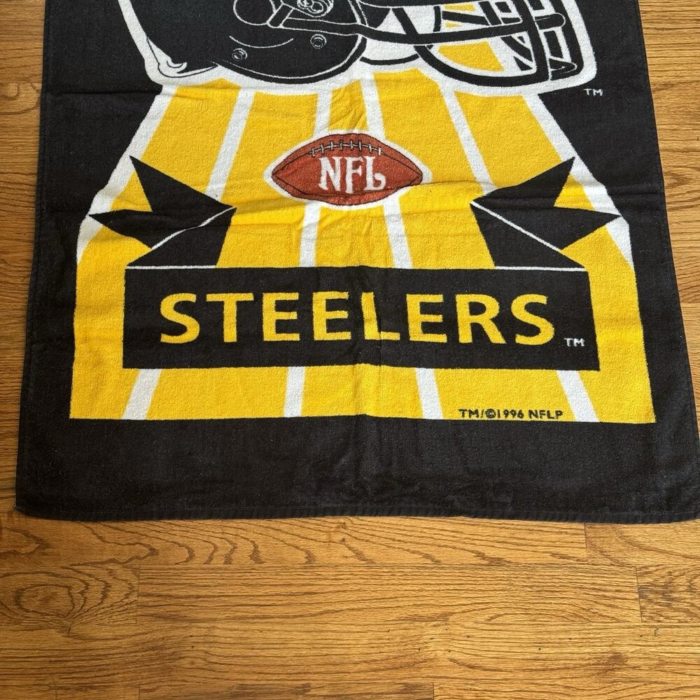 Vtg Pittsburgh Steelers Beach Towel 54"×27" NFL Football 1996 NFLP Official - Picture 3 of 12